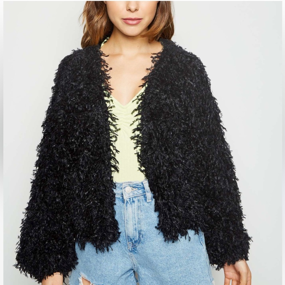 NWT Black Fluffy Knit Cardigan by New Look plus size 22